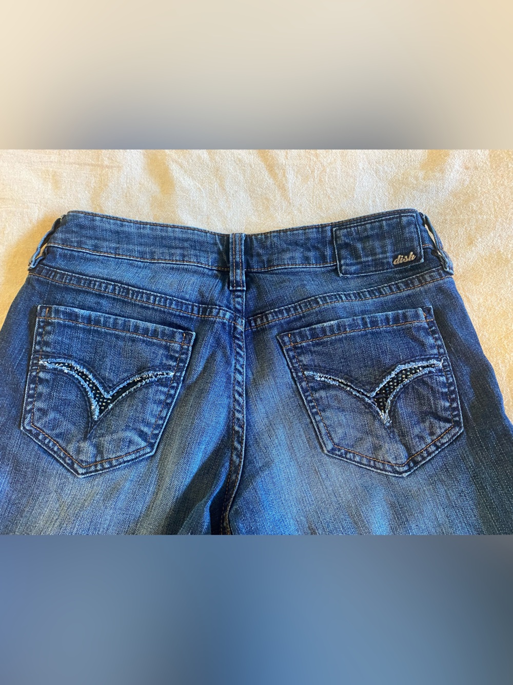 Vintage Y2K Dish Jeans Low Rise Flares rhinestone Detail Denim